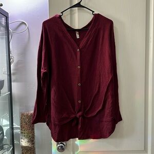 Burgundy waffle knit tunic